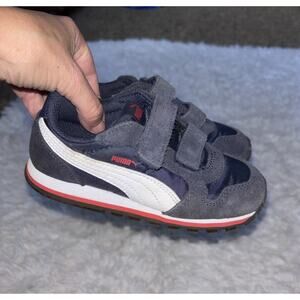 Puma toddler boy sz. 10 classic blue/red suede strap closure sneaker. Exc. cond